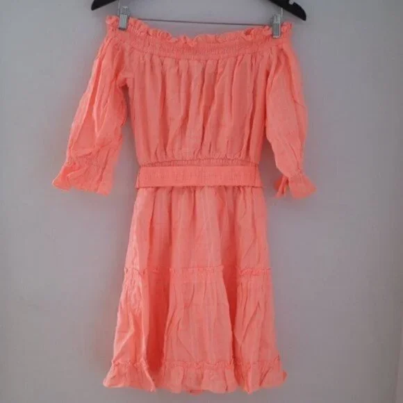 NWT Lilly Pulitzer Louisa Off The Shoulder Orange Mini Dress Size Small